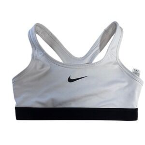 Nike Dri-FIT Girls Sports Bra White Black Racerback Size Medium M Athletic Top
